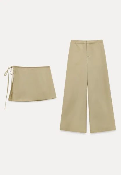 Wrap Front High Waist Wide Leg Casual Pants