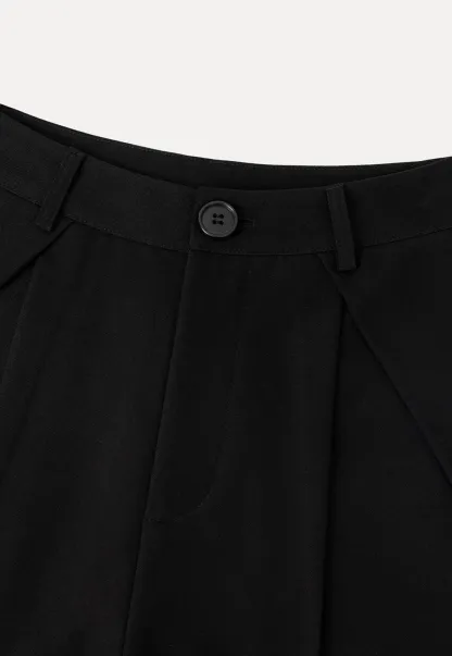 Pleated High Waist Cropped Casual Pants