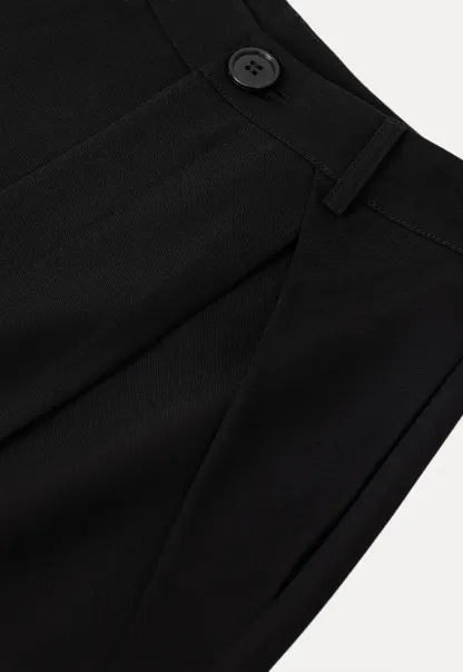 Pleated High Waist Cropped Casual Pants