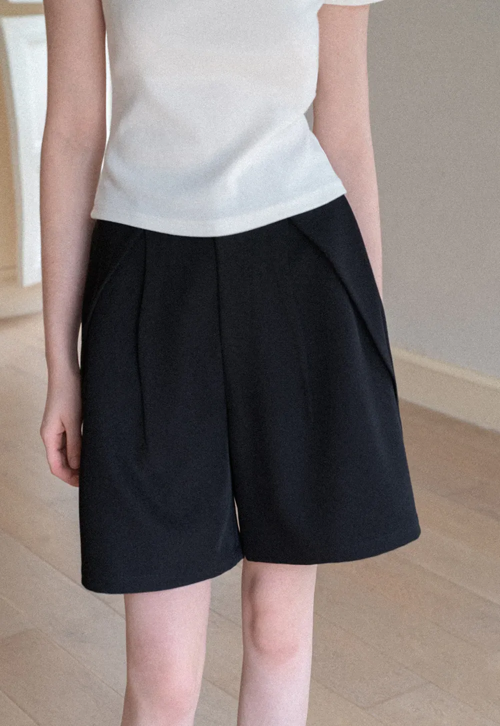 Pleated High Waist Cropped Casual Pants