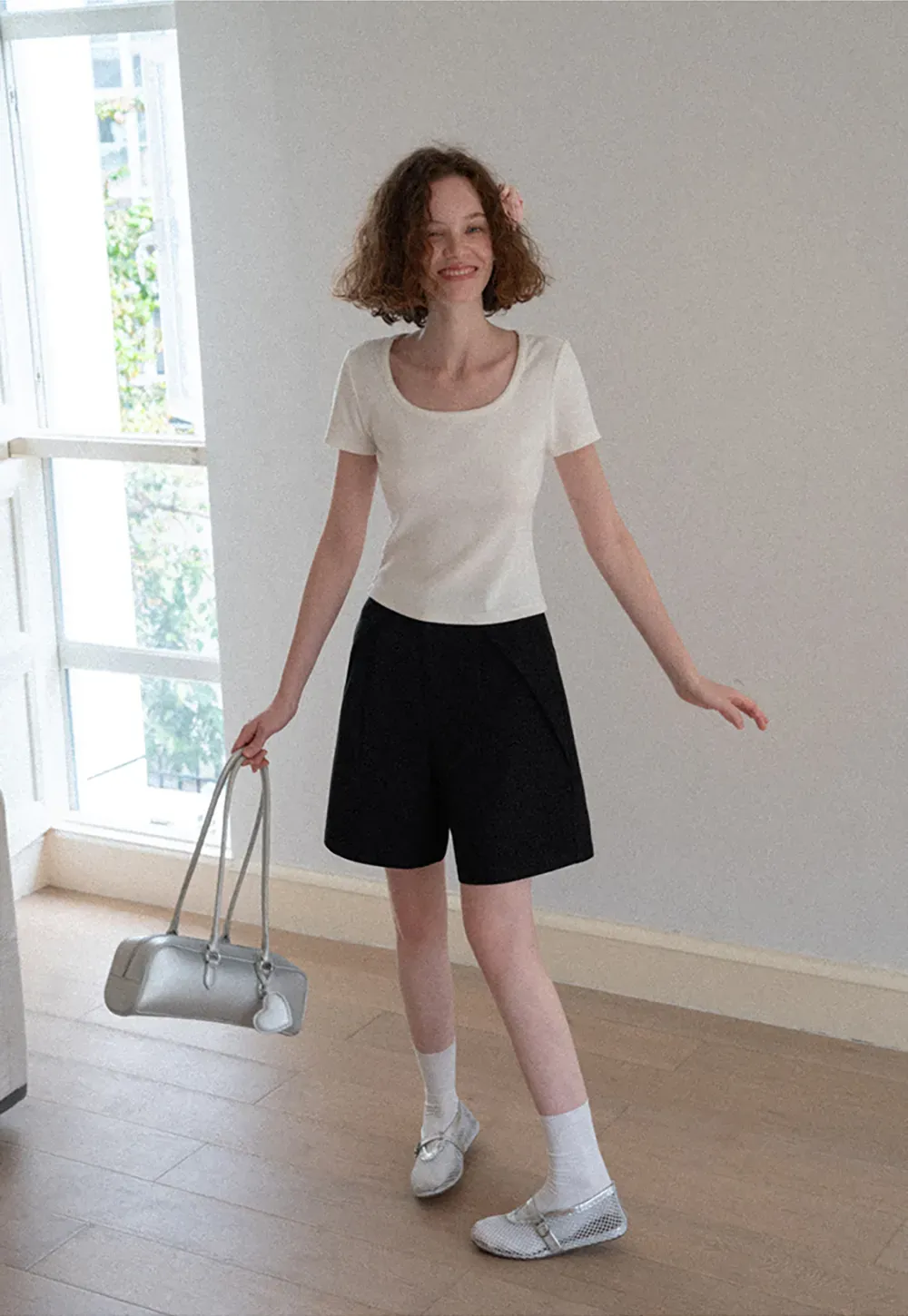 Pleated High Waist Cropped Casual Pants