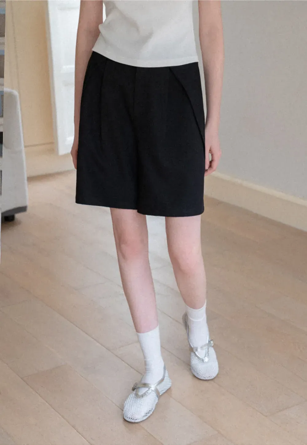 Pleated High Waist Cropped Casual Pants