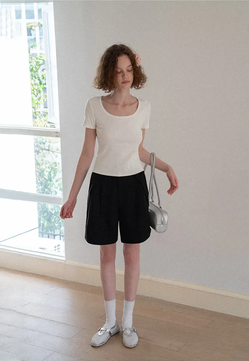 Pleated High Waist Cropped Casual Pants