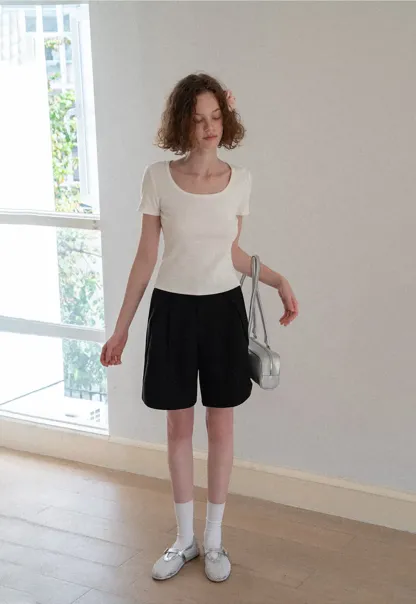 Pleated High Waist Cropped Casual Pants