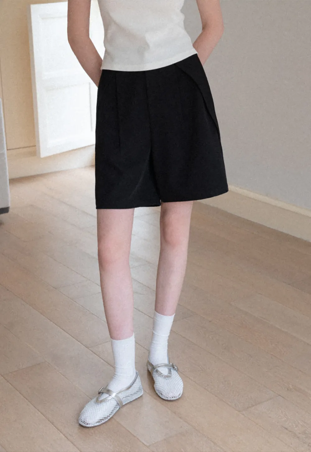 Pleated High Waist Cropped Casual Pants