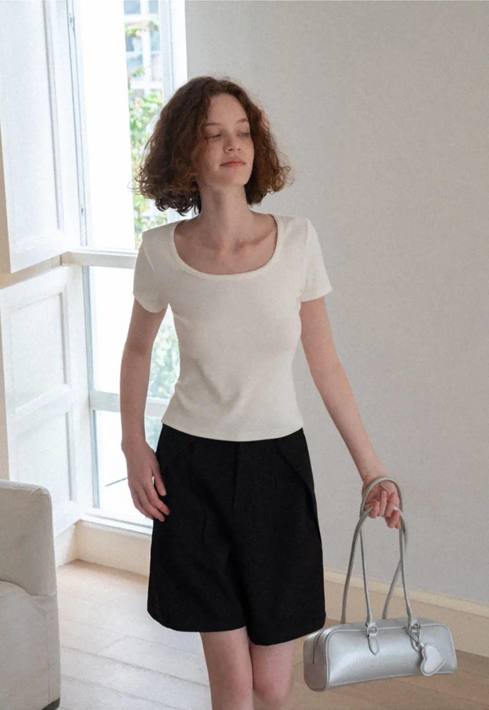 Pleated High Waist Cropped Casual Pants