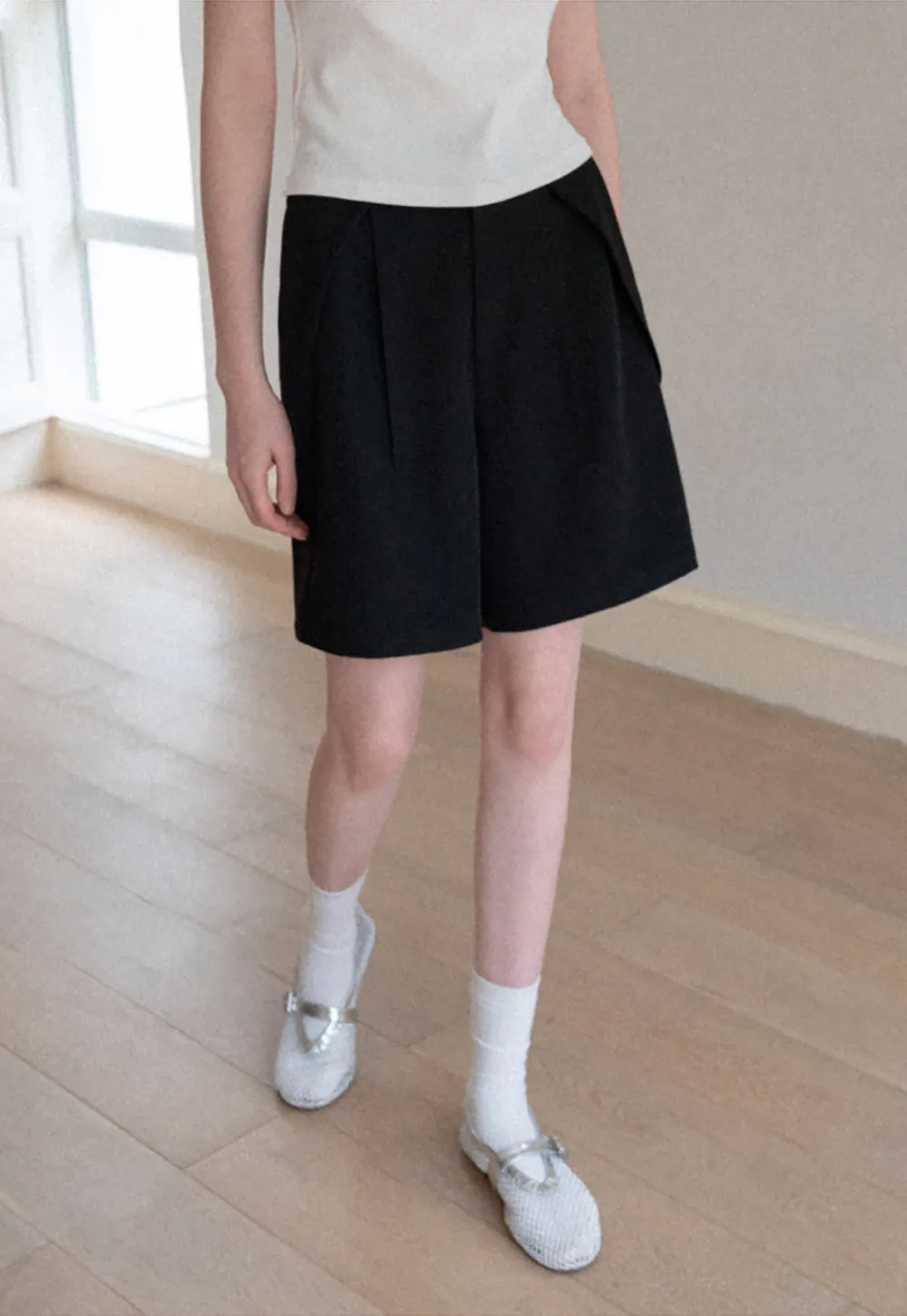 Pleated High Waist Cropped Casual Pants