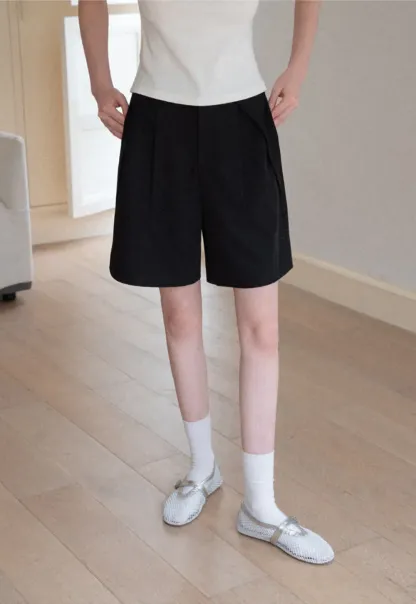 Pleated High Waist Cropped Casual Pants