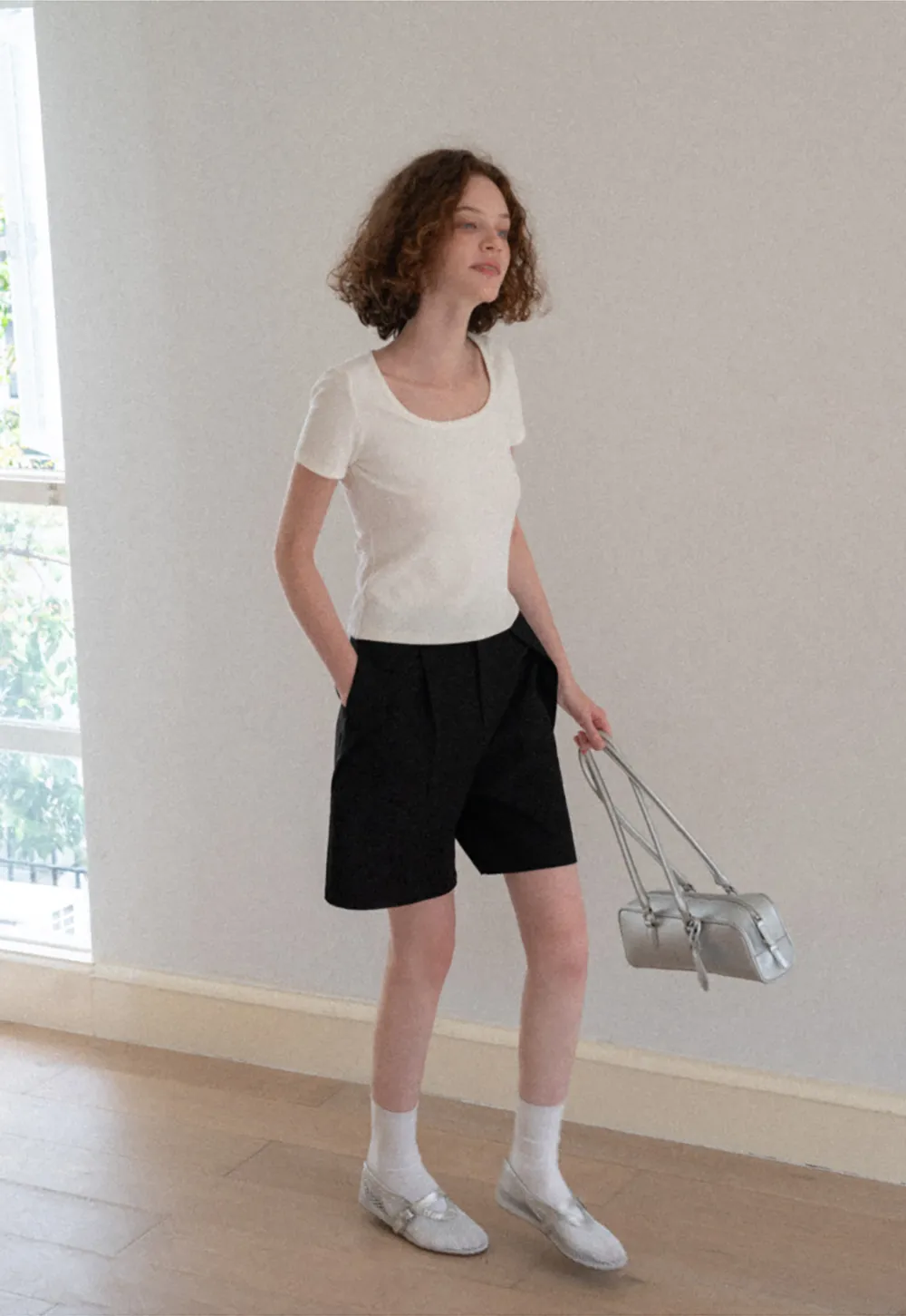 Pleated High Waist Cropped Casual Pants