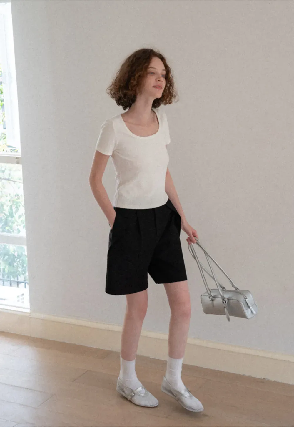 Pleated High Waist Cropped Casual Pants