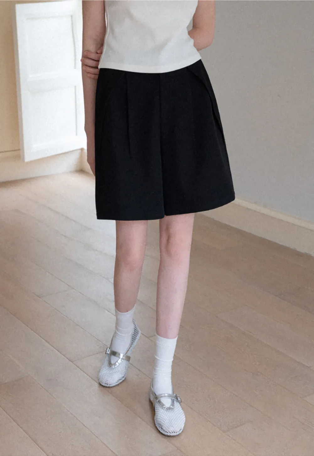 Pleated High Waist Cropped Casual Pants