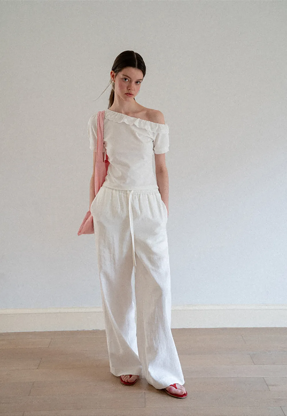 Drawstring Waist Wide Leg Casual Pants