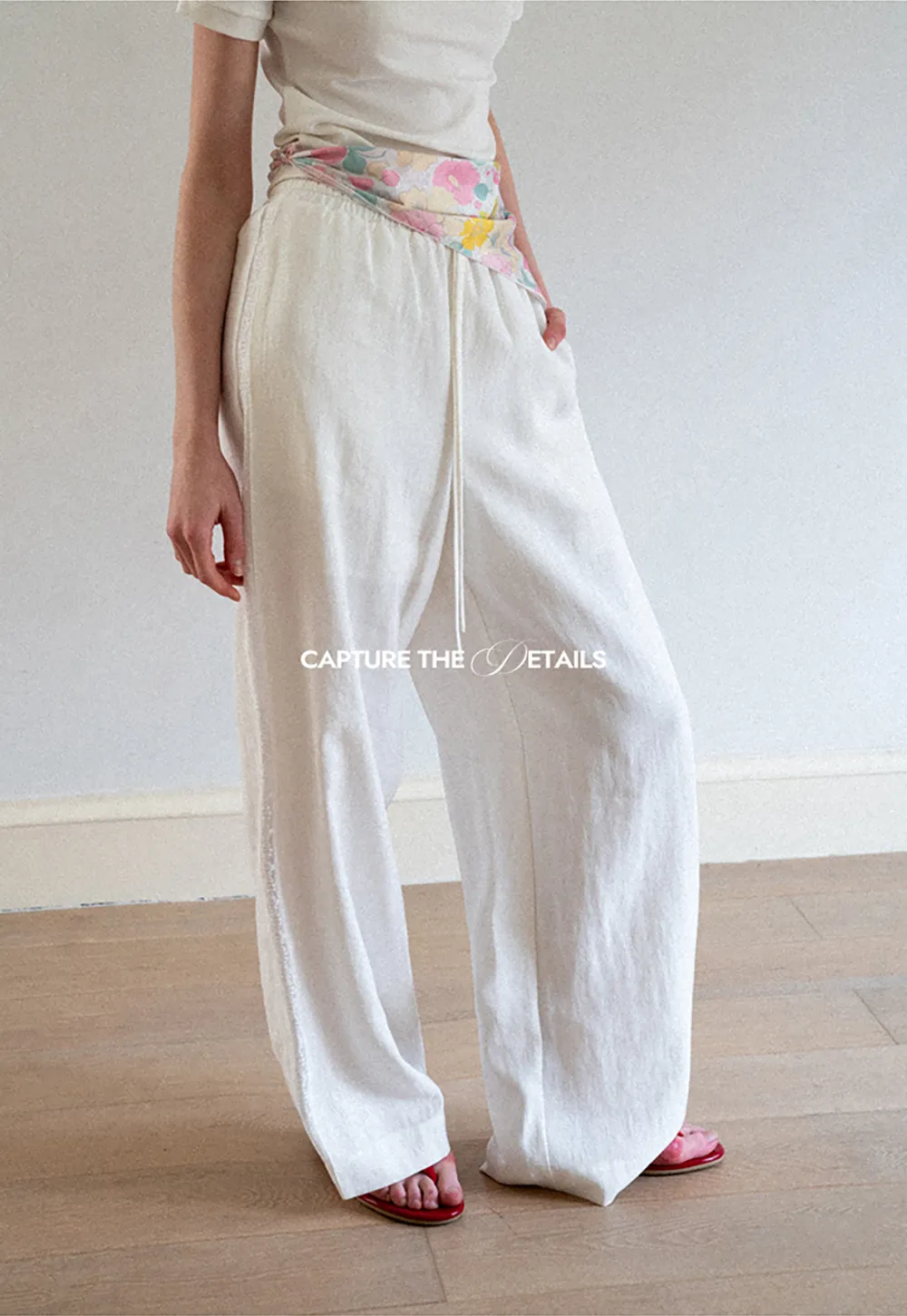 Drawstring Waist Wide Leg Casual Pants