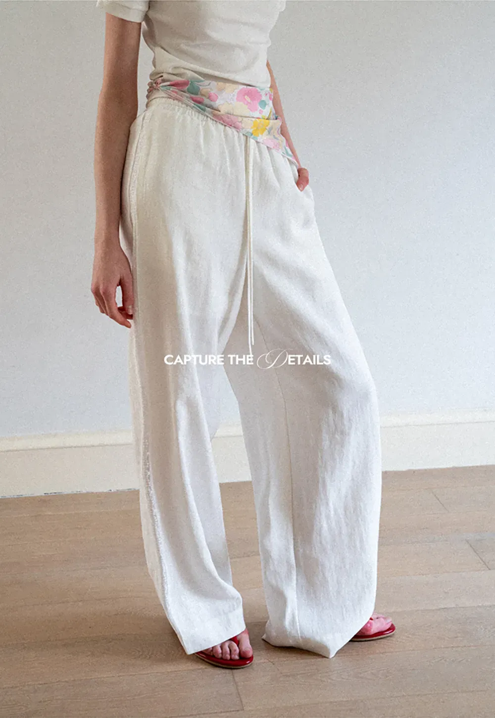 Drawstring Waist Wide Leg Casual Pants