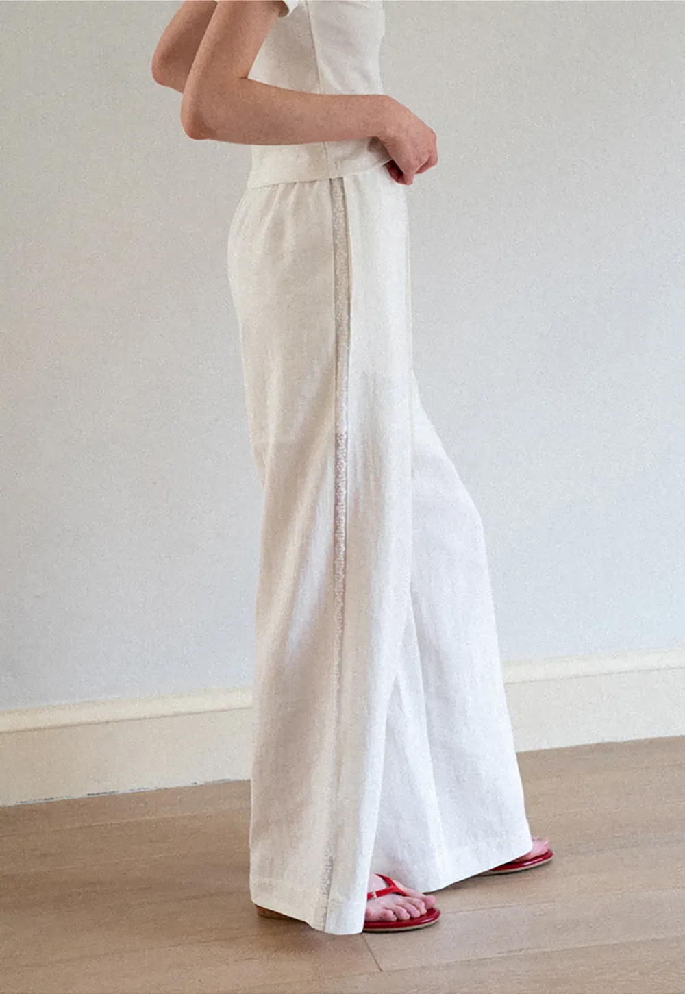 Drawstring Waist Wide Leg Casual Pants