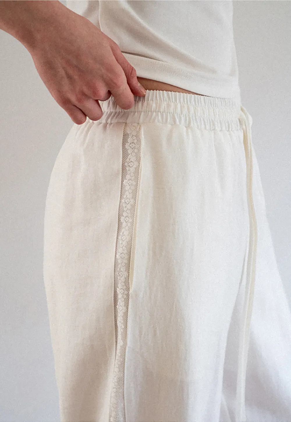 Drawstring Waist Wide Leg Casual Pants