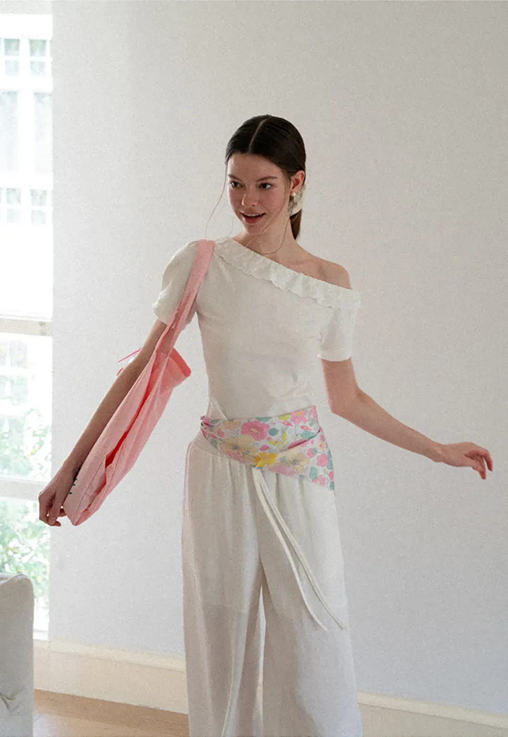 Drawstring Waist Wide Leg Casual Pants