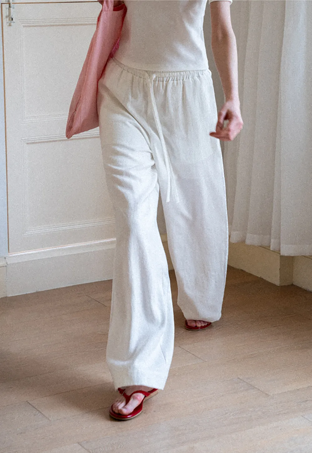 Drawstring Waist Wide Leg Casual Pants