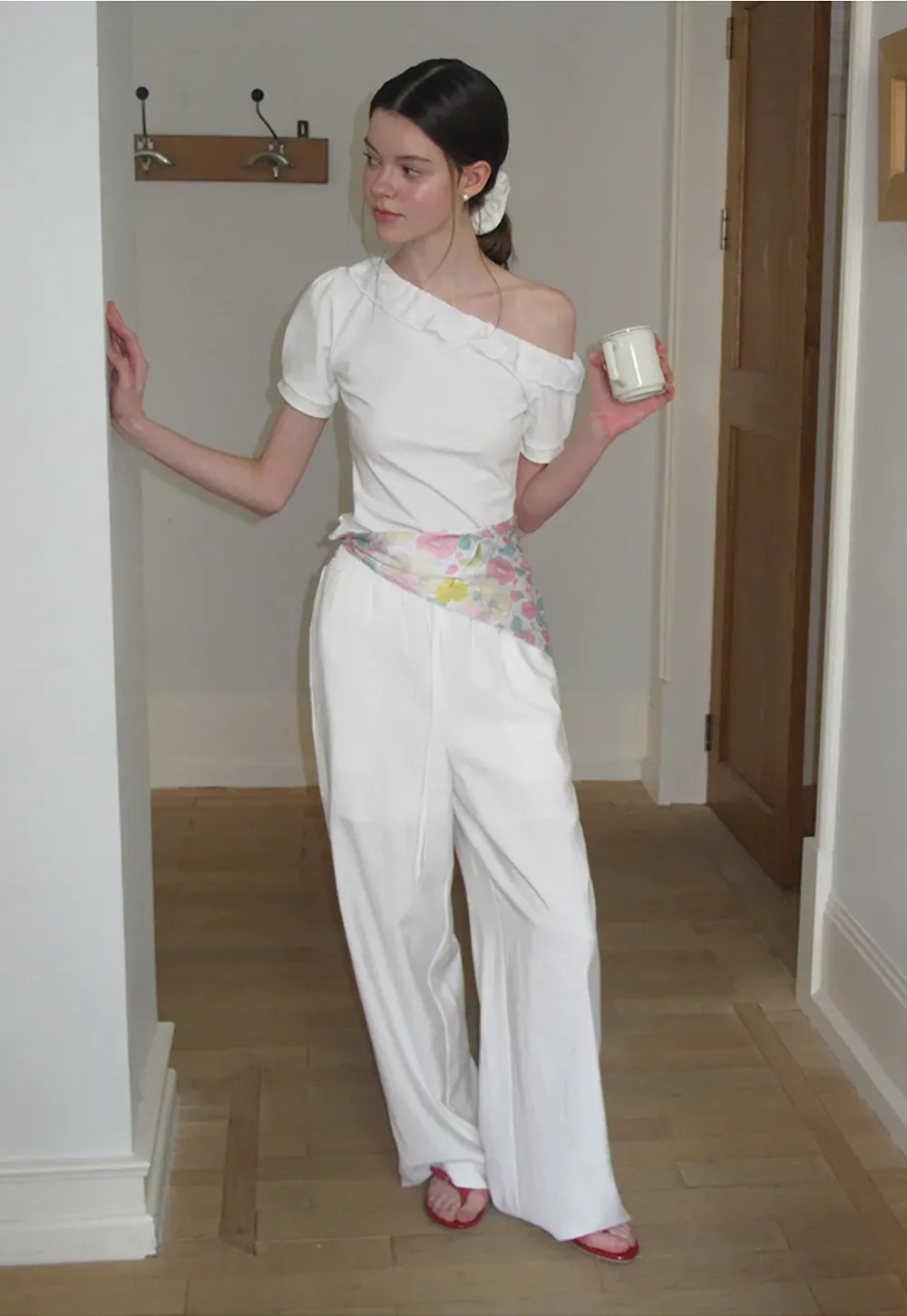 Drawstring Waist Wide Leg Casual Pants