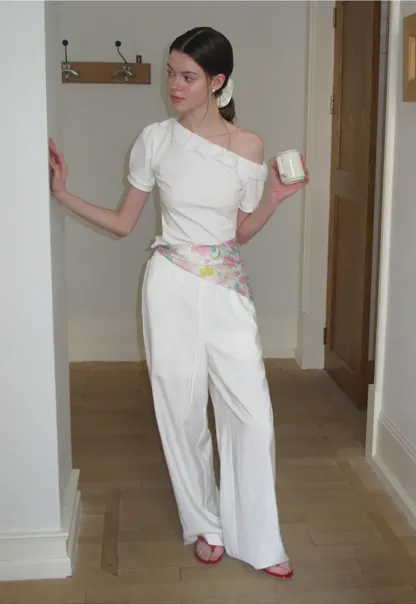 Drawstring Waist Wide Leg Casual Pants