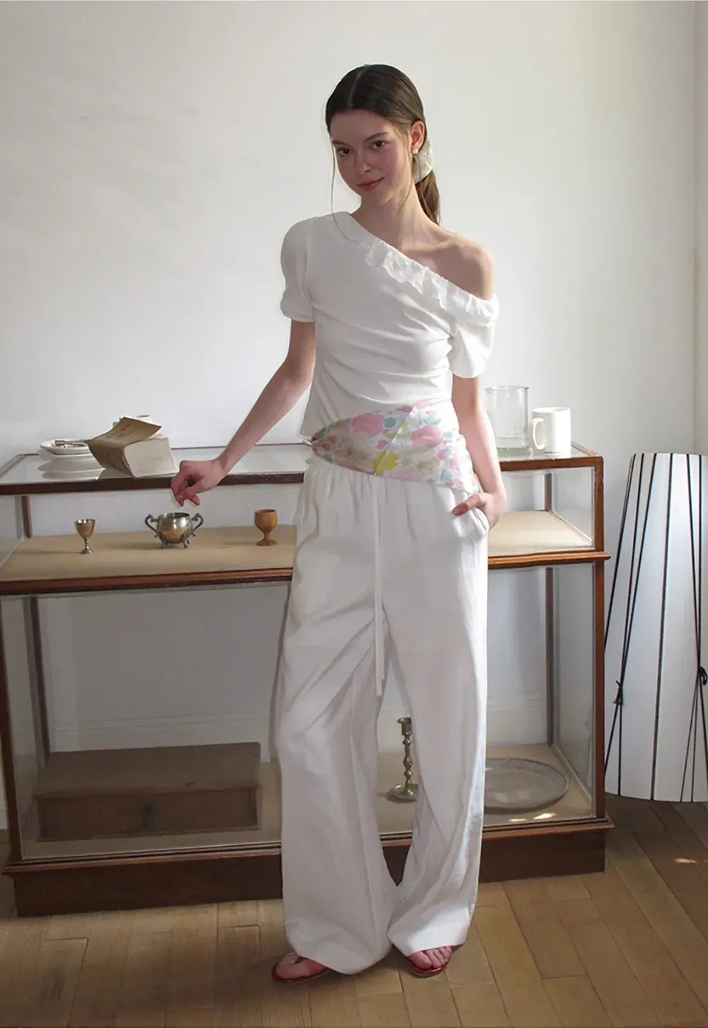 Drawstring Waist Wide Leg Casual Pants