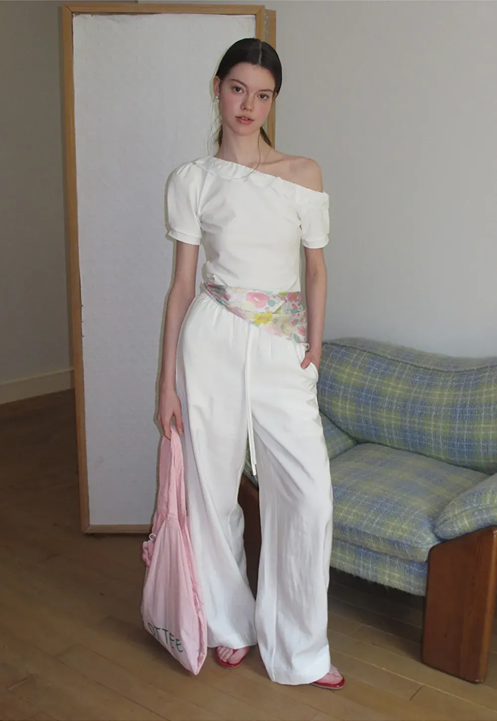 Drawstring Waist Wide Leg Casual Pants