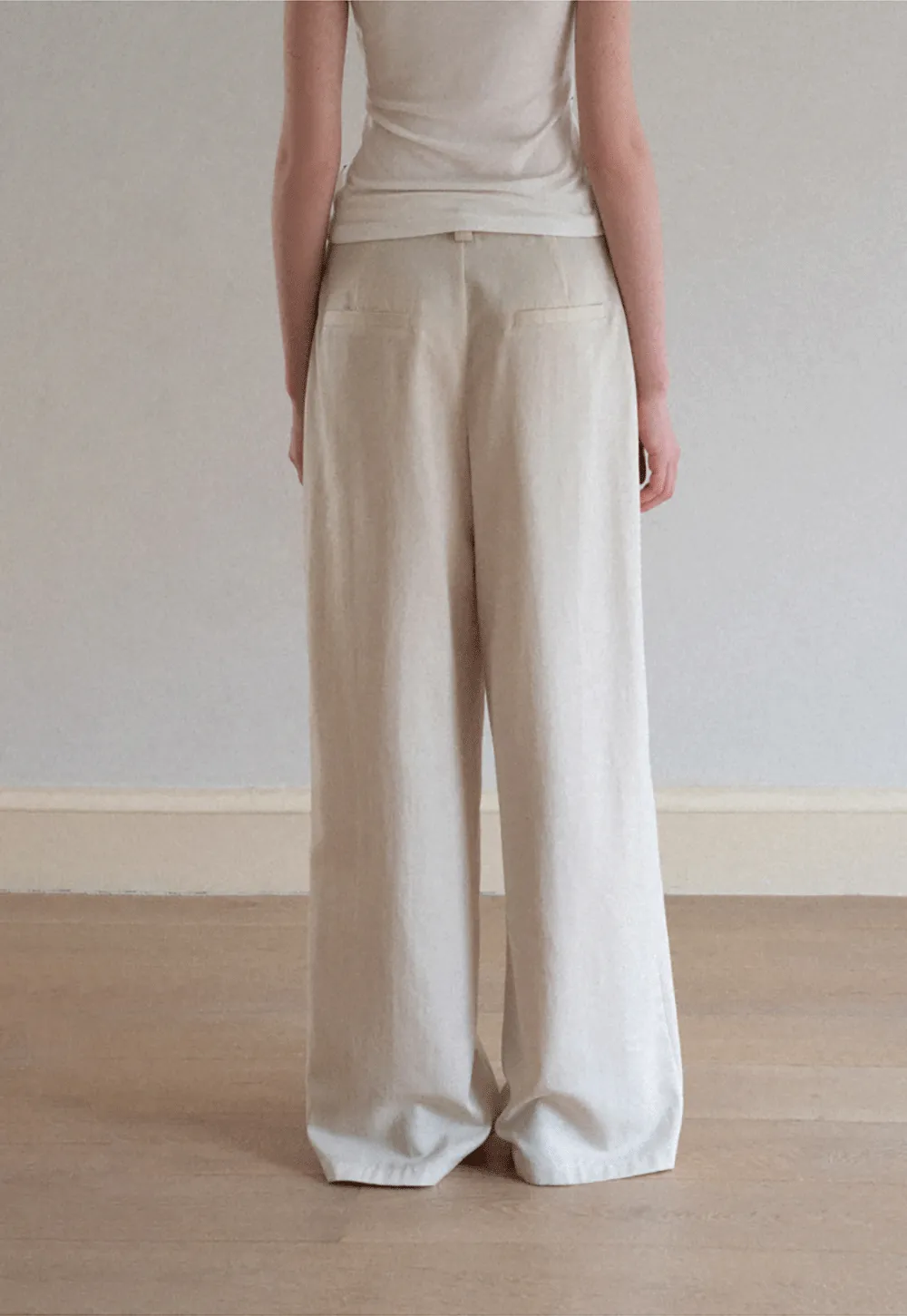 Lace Trim High Waist Wide Leg Casual Pants