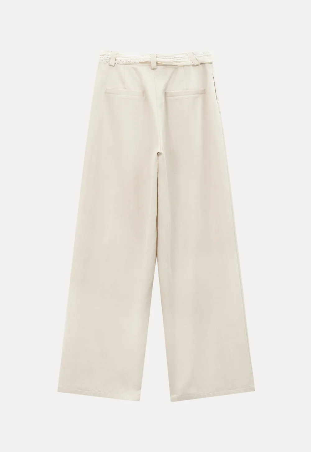 Lace Trim High Waist Wide Leg Casual Pants