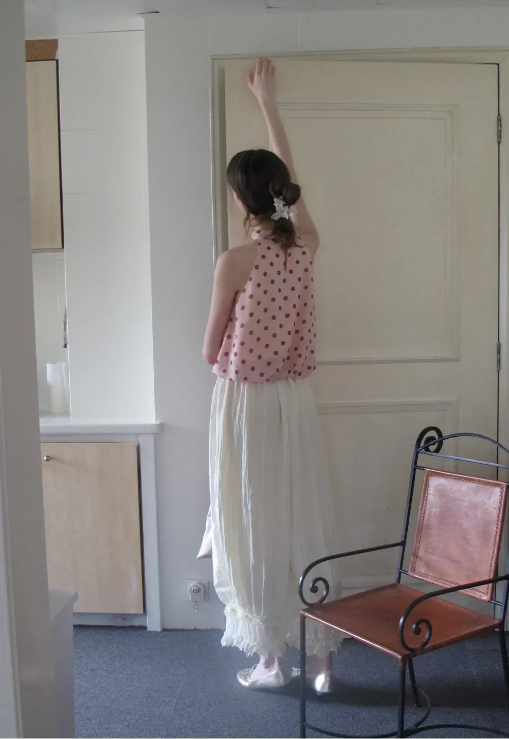 Lace Trimmed Pleated Wide Leg Casual Pants