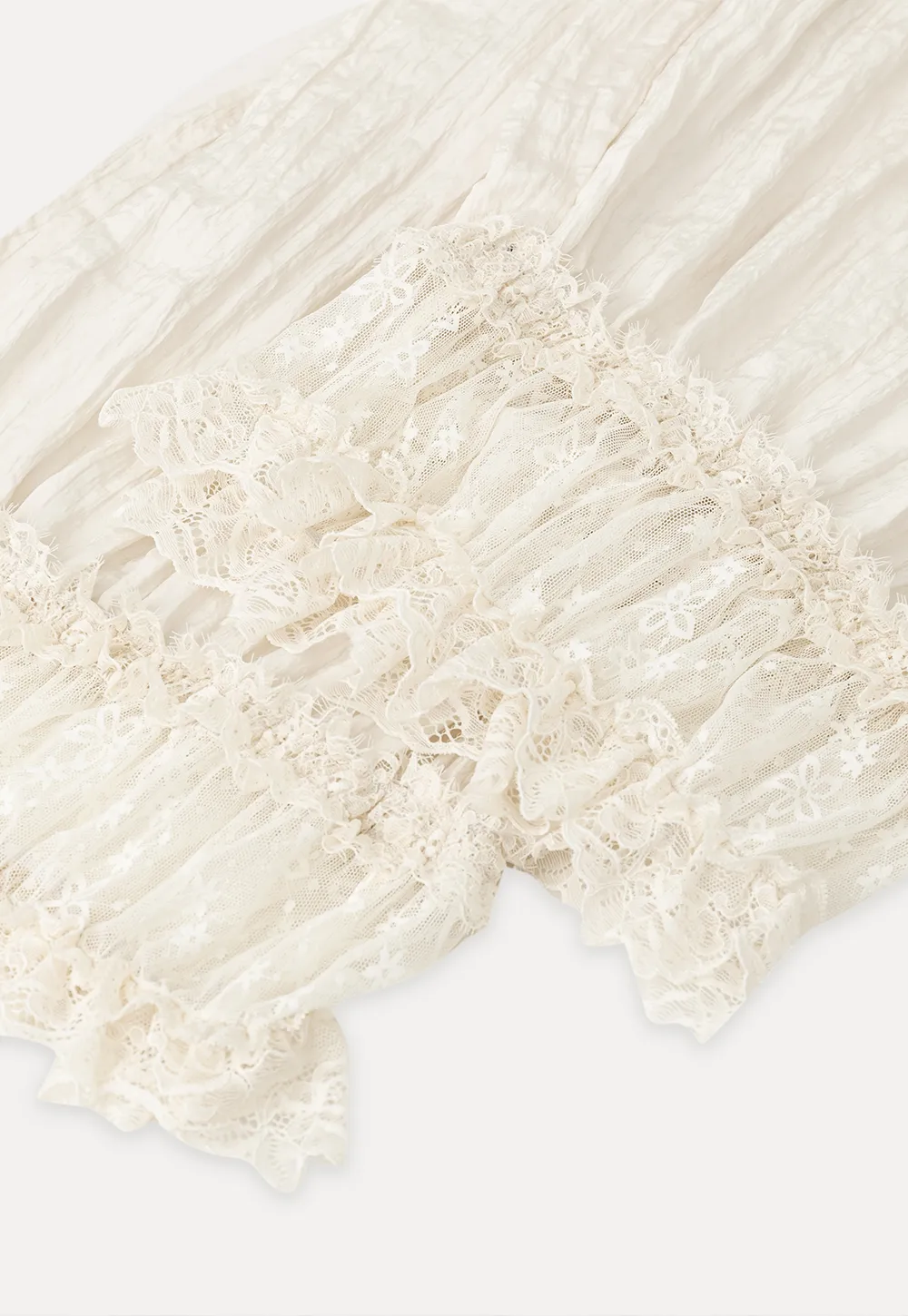 Lace Trimmed Pleated Wide Leg Casual Pants