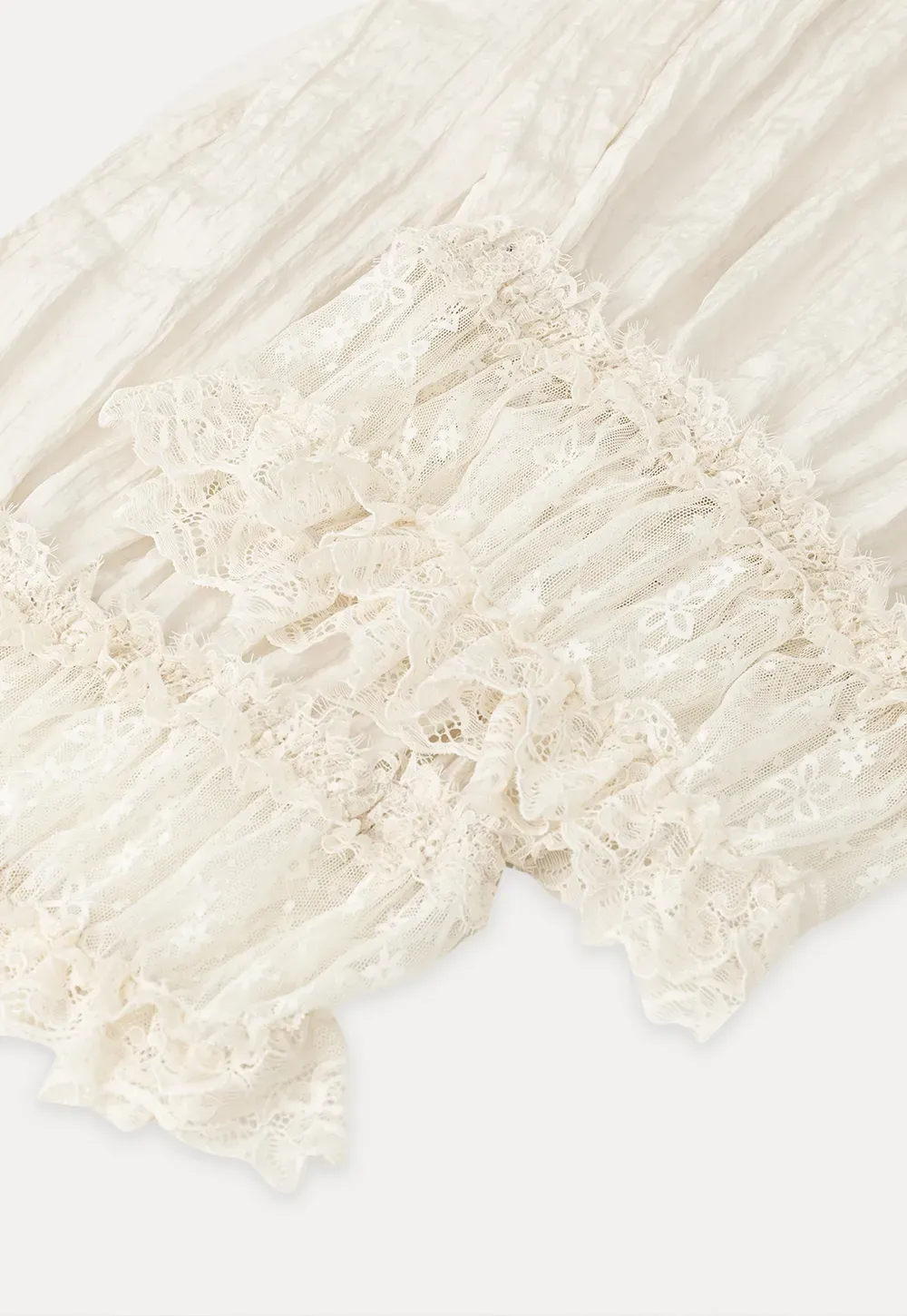 Lace Trimmed Pleated Wide Leg Casual Pants