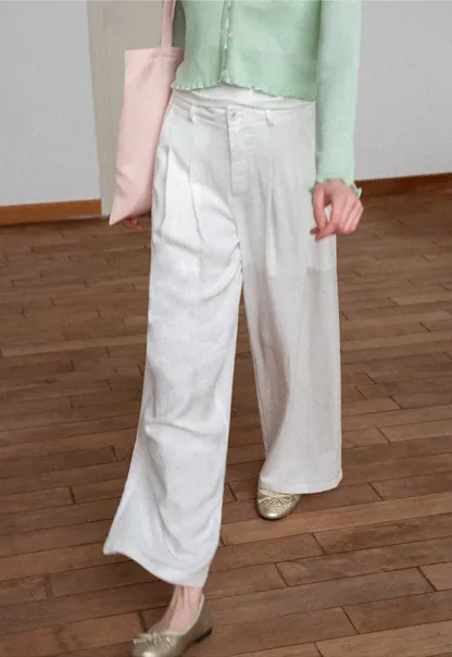 Asymmetrical Lace Trim Wide Leg Casual Pants and Accessory