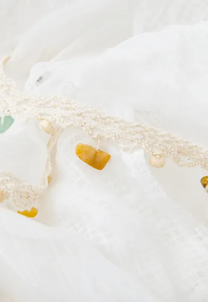 Asymmetrical Lace Trim Wide Leg Casual Pants and Accessory