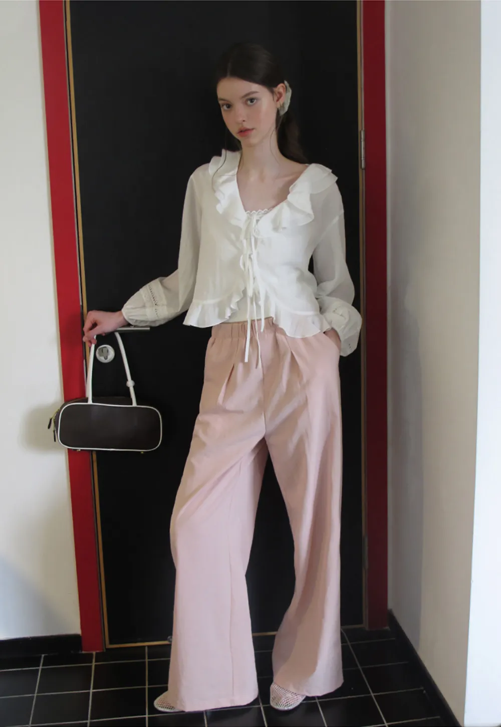 Drawstring Waist Wide Leg Casual Pants