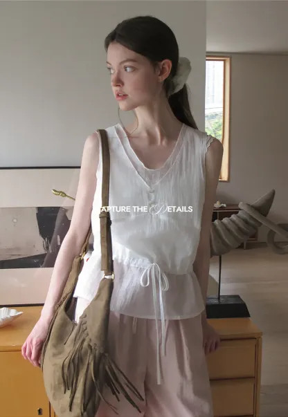 Drawstring Waist Wide Leg Casual Pants