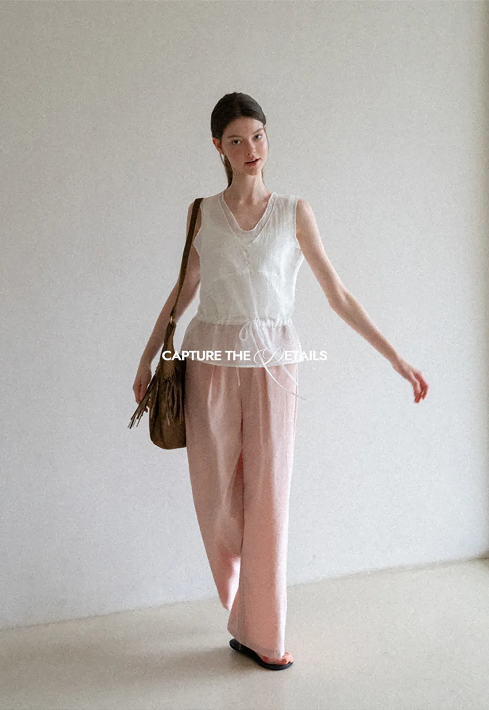 Drawstring Waist Wide Leg Casual Pants