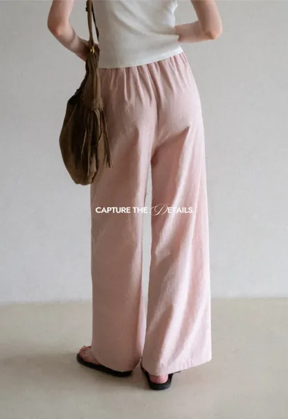 Drawstring Waist Wide Leg Casual Pants