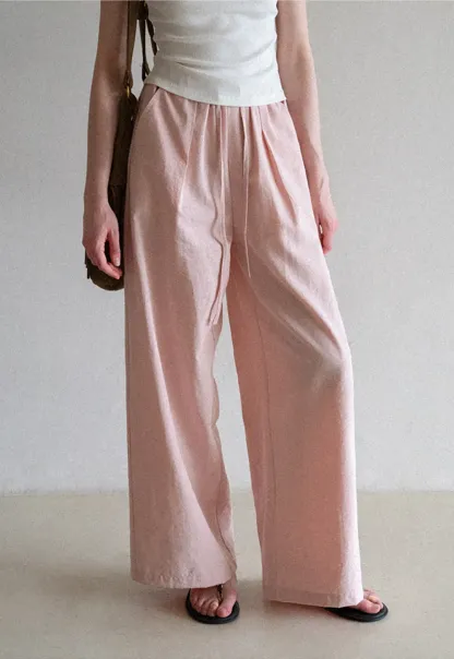 Drawstring Waist Wide Leg Casual Pants