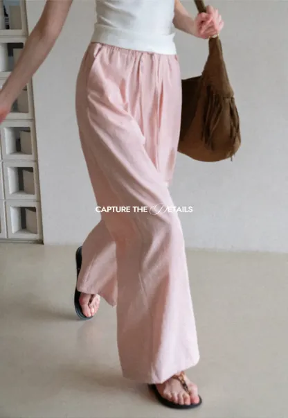 Drawstring Waist Wide Leg Casual Pants