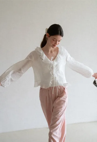Drawstring Waist Wide Leg Casual Pants