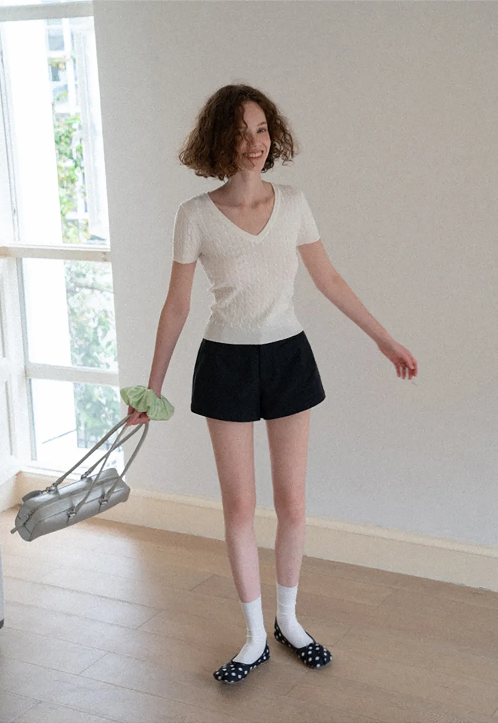 High Waist Tailored Shorts with Front Pocket