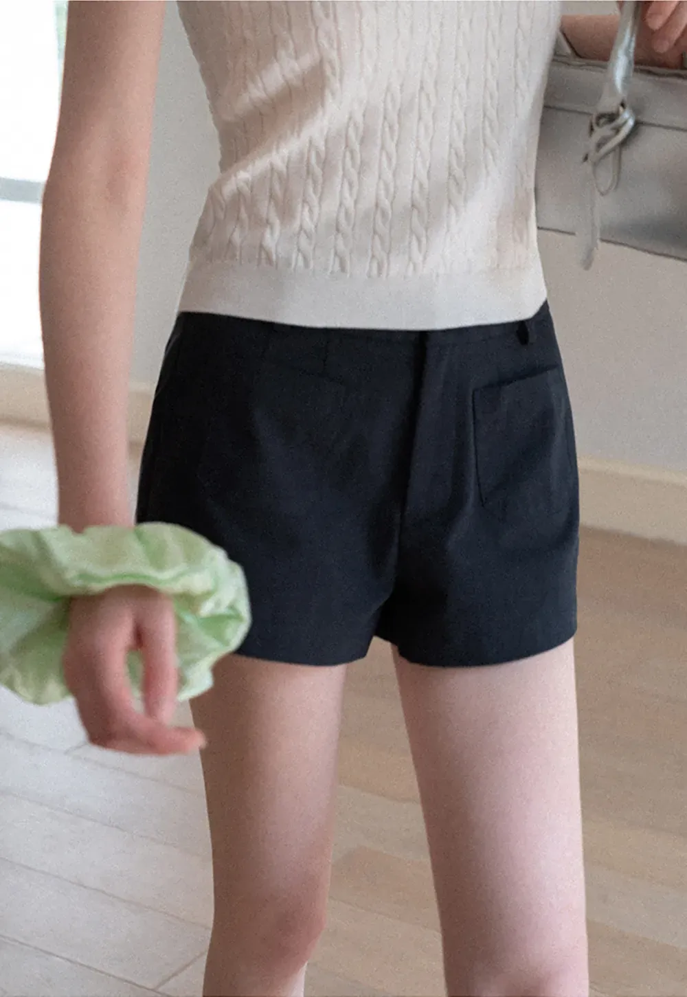 High Waist Tailored Shorts with Front Pocket