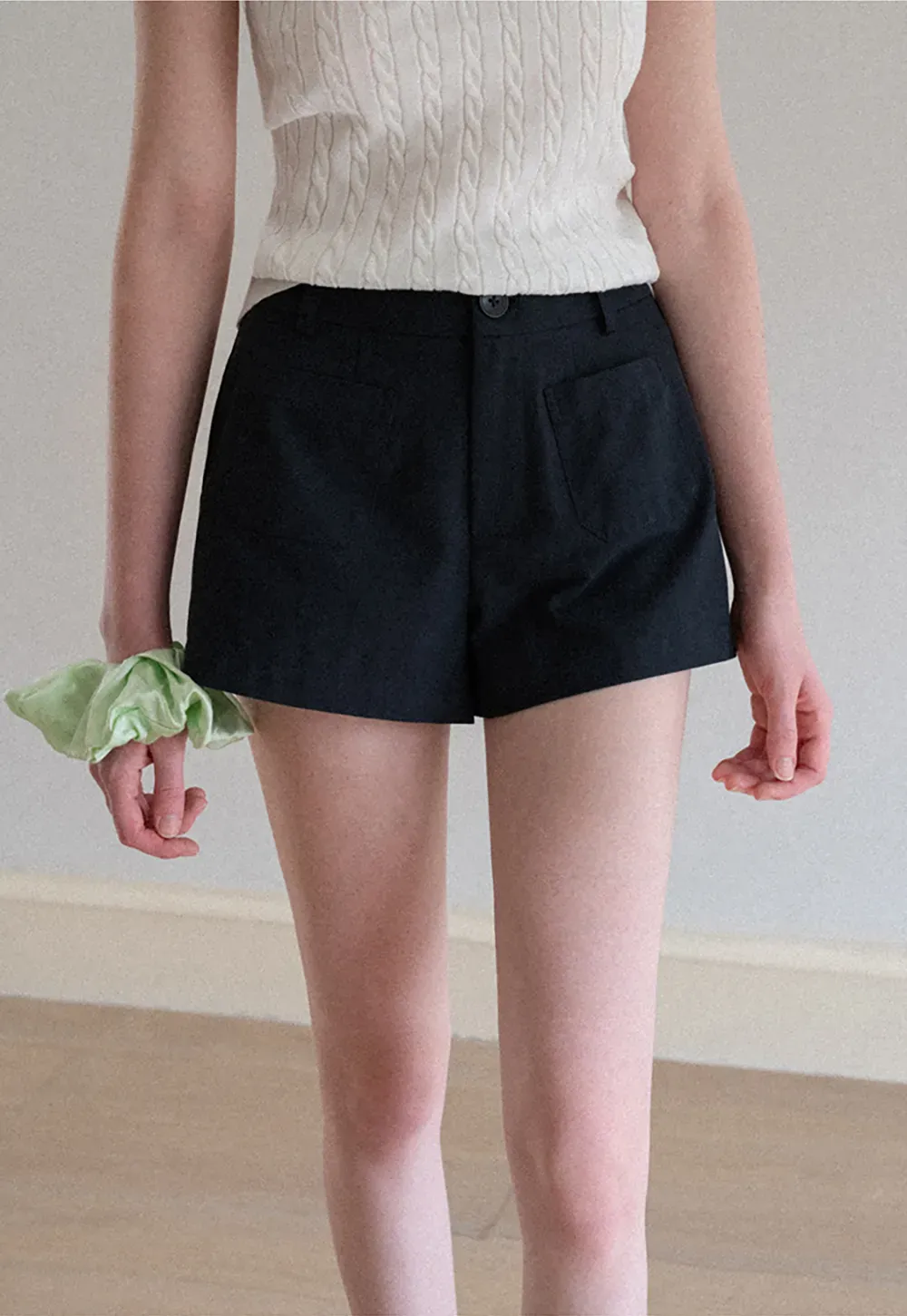 High Waist Tailored Shorts with Front Pocket