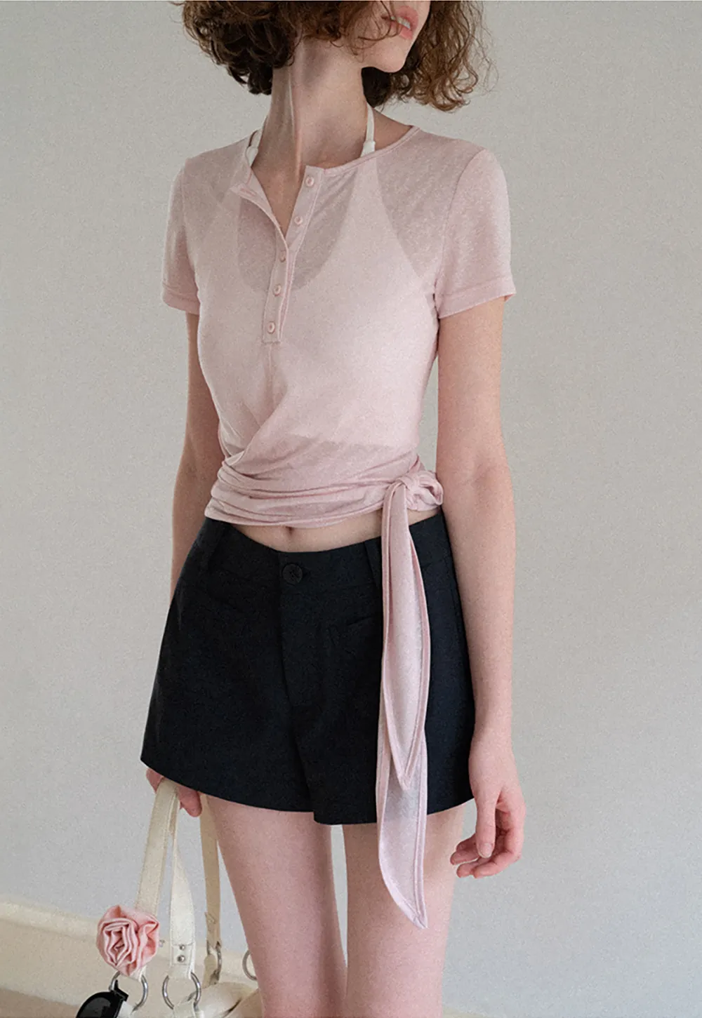 High Waist Tailored Shorts with Front Pocket