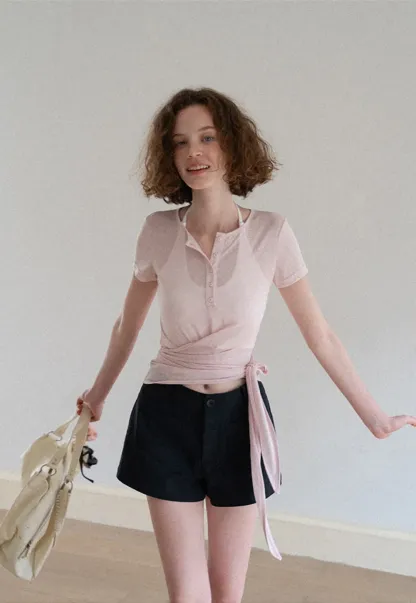 High Waist Tailored Shorts with Front Pocket