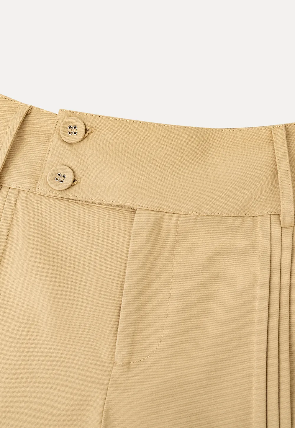High Waist Pleated Shorts with Button Detailing