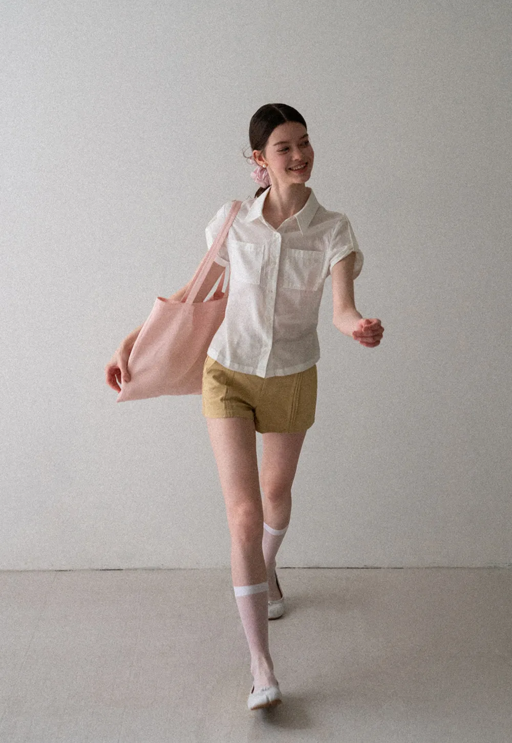 High Waist Pleated Shorts with Button Detailing