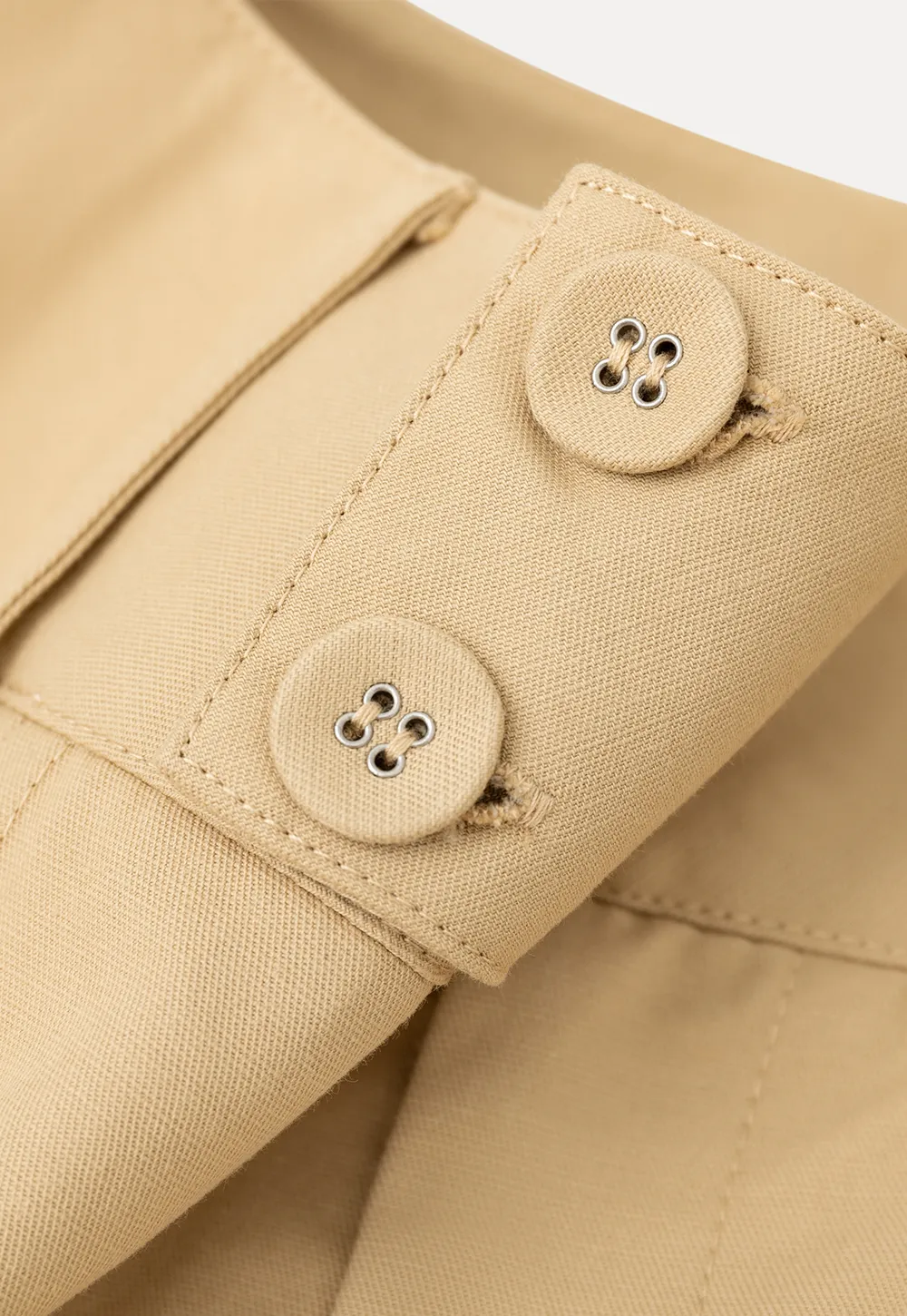 High Waist Pleated Shorts with Button Detailing