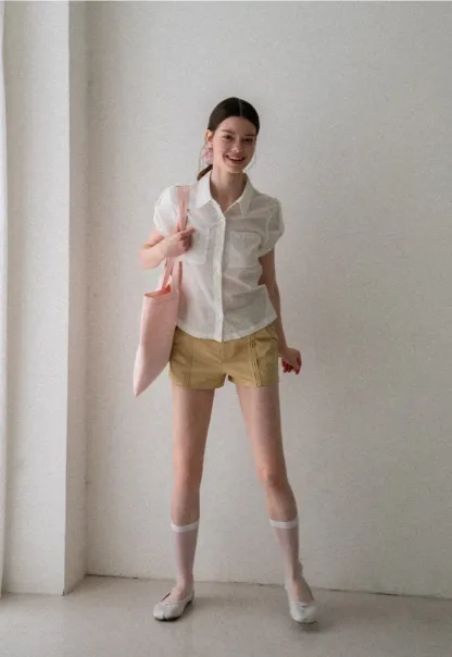 High Waist Pleated Shorts with Button Detailing
