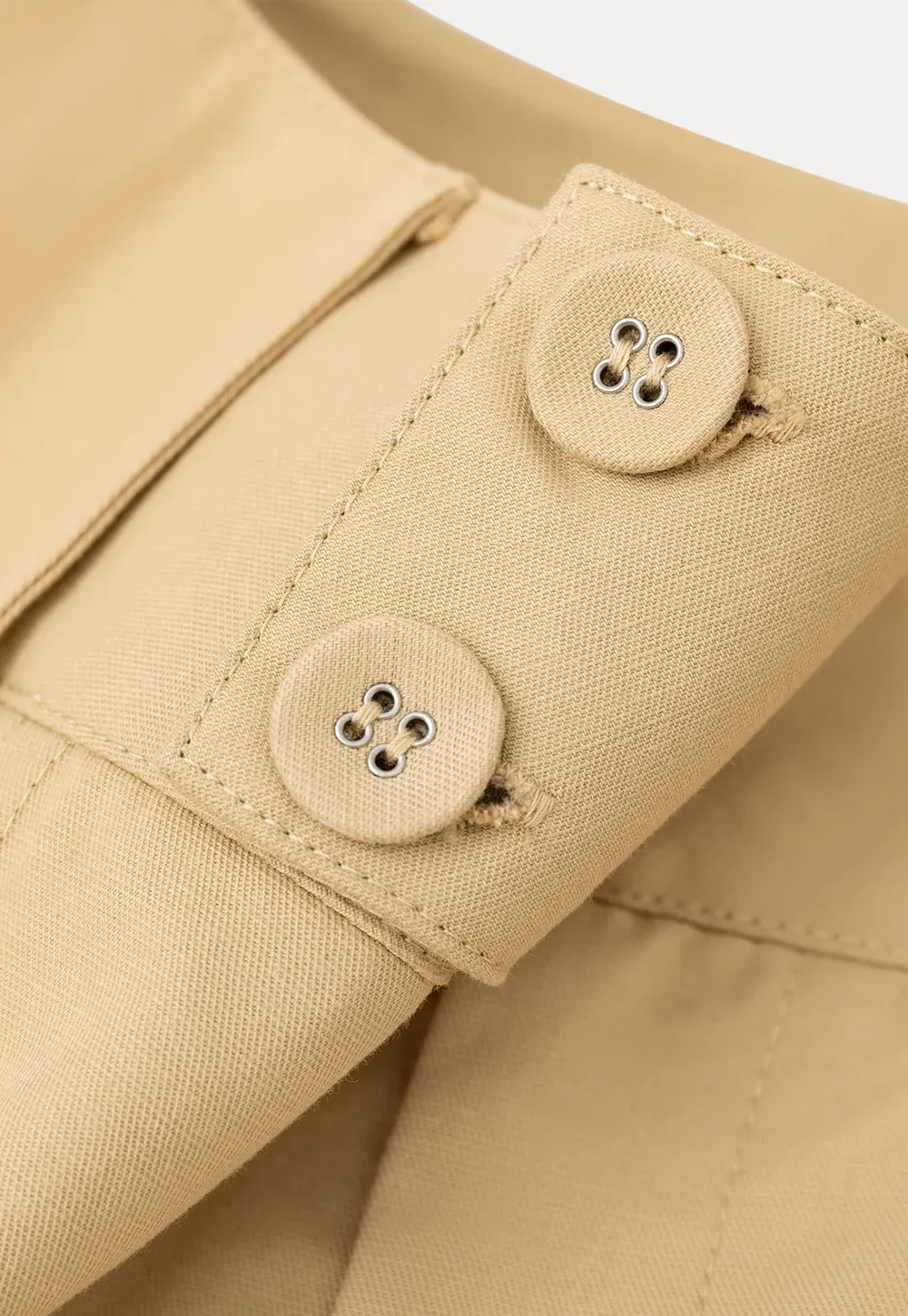 High Waist Pleated Shorts with Button Detailing